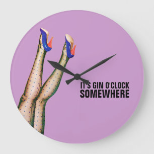 It's Gin O'Clock Somewhere Retro Wall Clock