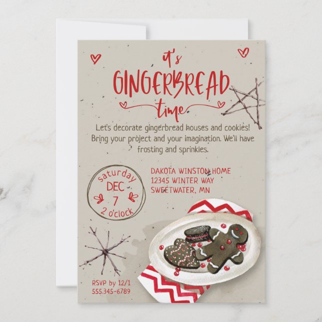 It's Gingerbread House Time Invitation (Front)