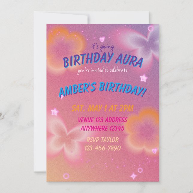 It's Giving Birthday Aura Invitation (Front)