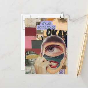 It's Going to be Okay Mixed Media Collage Postcard