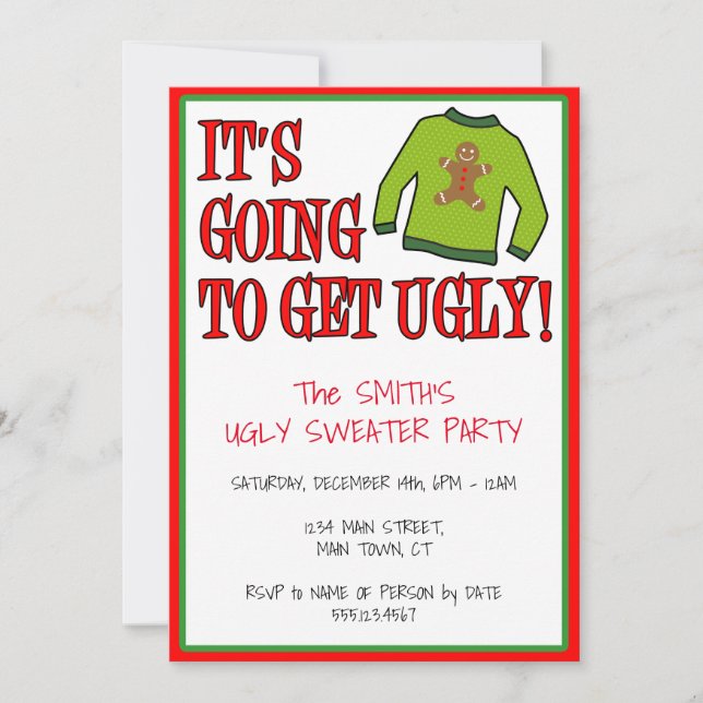 It's Going To Get Ugly Sweater Christmas Invitation (Front)