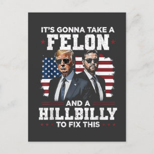 It's gonna take felon and hillbilly Trump Vance Postcard