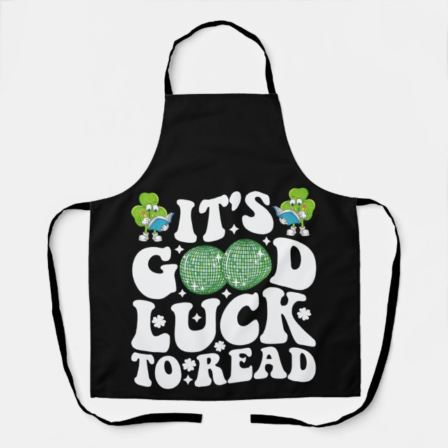 It's Good Luck To Read St Patricks Day Disco Ball Apron (Front)