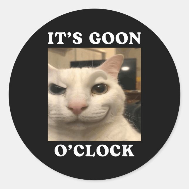 It's Goon O'clock Funny Cat  Classic Round Sticker (Front)