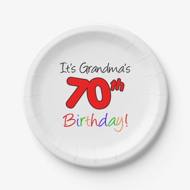 It's Grandma's 70th Birthday Party Plates (Front)