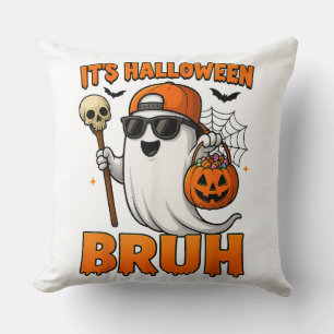 Its Halloween Bruh Throw Pillow