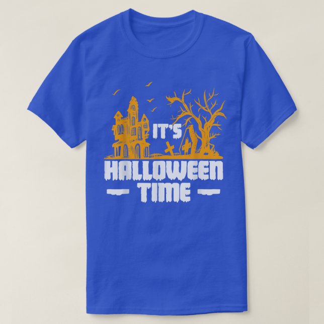 Its Halloween Time Haunted House Castle Ghost  T-Shirt (Design Front)