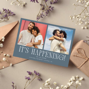 It's Happening 2-Photo Slate Blue Wedding Save The Date