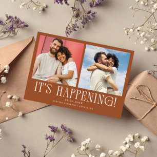 It's Happening 2-Photo Terracotta Wedding Save The Date