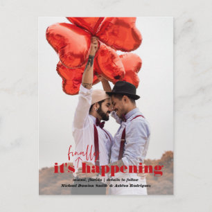 It's Happening   Fun Photo Engagement Announcement Postcard