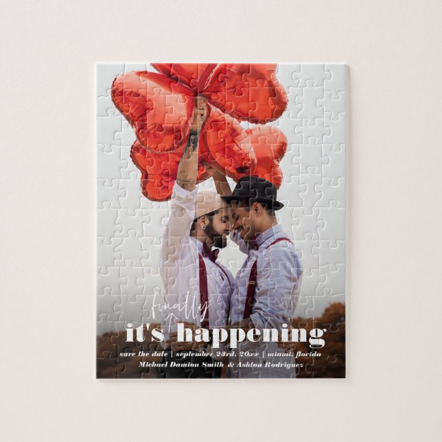 It's Happening | Fun Photo Save the Date Puzzle (Vertical)