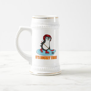 It's Hockey Time - Cute Penguin Ice Hockey Beer Stein