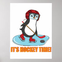 It's Hockey Time - Cute Penguin Ice Hockey