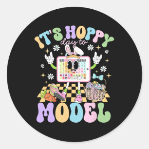 It's Hoppy Day To Model Easter Day Speech Therapis Classic Round Sticker
