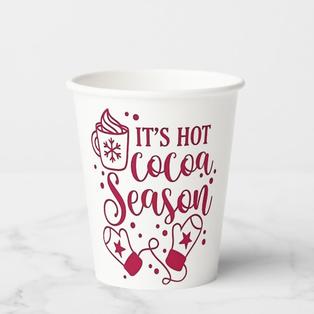 It's Hot Chocolate Season Cacoa Christmas  Paper Cups (Front)