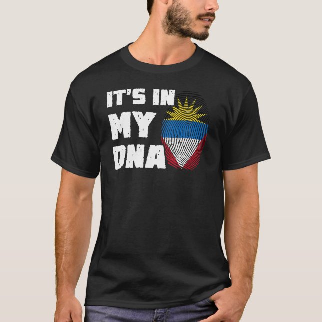 It's In My DNA Antigua And Barbuda Flag Fingerprin T-Shirt (Front)