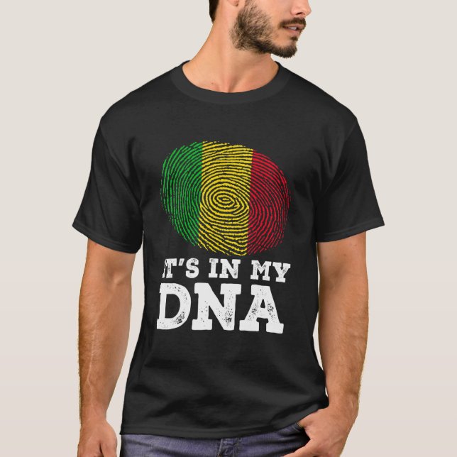 It's In My Dna Fingerprint Mali Flag Patriotic T-Shirt (Front)