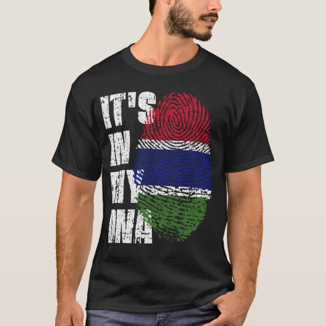 IT'S IN MY DNA Gambia Flag Boy Girl Gift T-Shirt (Front)