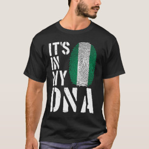 It's In My DNA Nigerian Flag Fingerprint BHM Afro  T-Shirt
