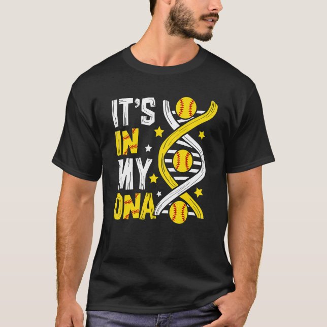 It's In My Dna Softball Sport Players  Fans Team T-Shirt (Front)