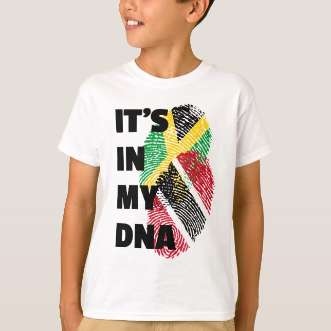 It's In My DNA - Trinidad & Jamaica Fingerprint T-Shirt (Front)