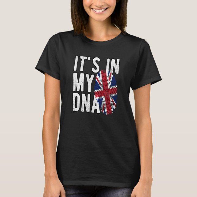 It's In My DNA Union Jack Fingerprint British Isle T-Shirt (Front)