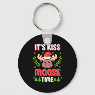 It's Kiss Moose Time Play On Words For Christmas  Keychain
