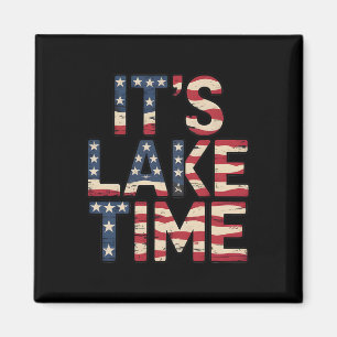 It's Lake Time Patriotic American Flag Usa 4th Of  Magnet