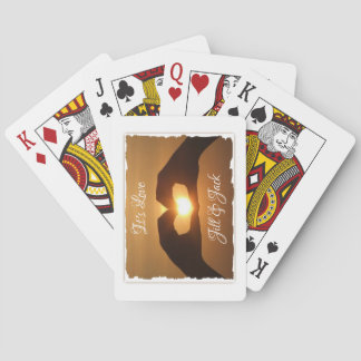 It's Love Heart Hands Sunset Personalized Playing Cards