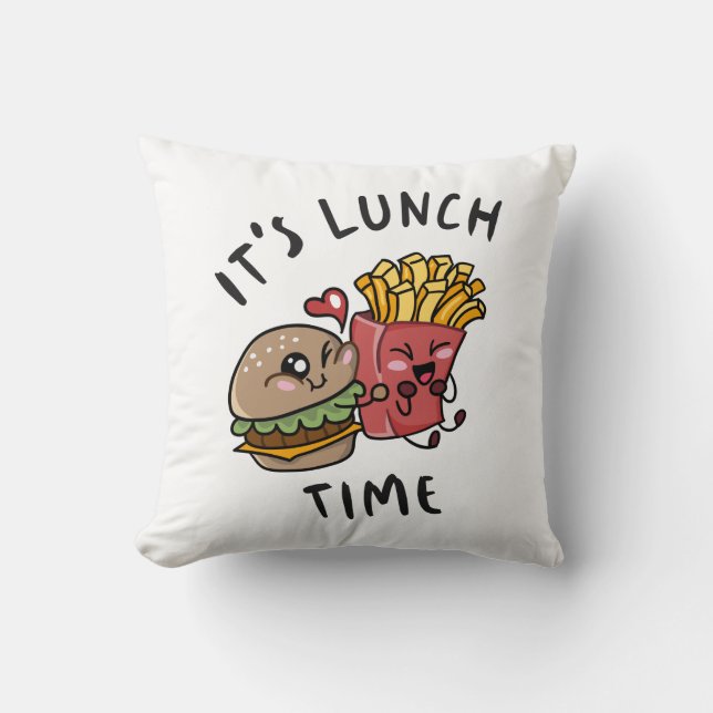 It's Lunch Time Throw Pillow (Front)