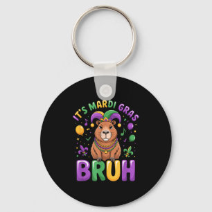 Its Mardi Gras Bruh Capybara Funny Carnival Party Keychain