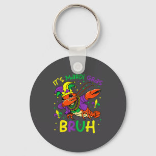 Its Mardi Gras Bruh Crayfish Dab Jester Beads Boys Keychain
