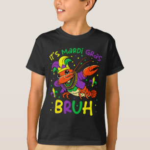 Its Mardi Gras Bruh Crayfish Dab Jester Beads Boys T-Shirt