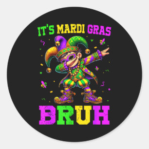 It's Mardi Gras Bruh Dabbing Boy Kids New Orleans  Classic Round Sticker