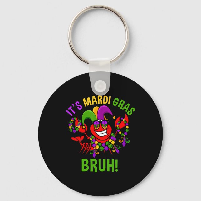 It's Mardi Gras Bruh Dabbing Crawfish Carnival Kid Keychain (Front)