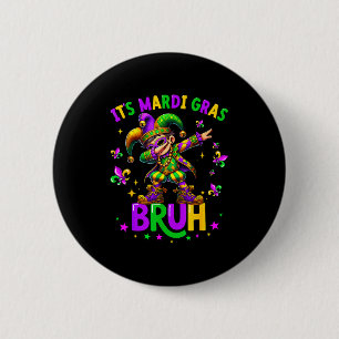 It's Mardi Gras Bruh Dabbing Leprechaun Jester New 2 Inch Round Button