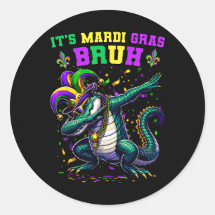 It's Mardi Gras Bruh Marigator Alligator Mardi Gra Classic Round Sticker
