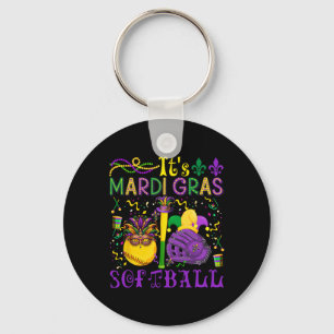 It's Mardi Gras Softll Player Team Costume Masked Keychain