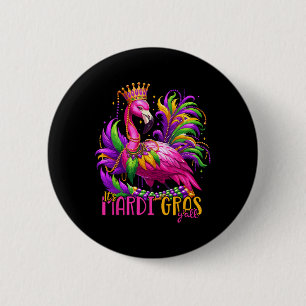 Its Mardi Gras Y'all Flamingo Costume Girls Women 2 Inch Round Button