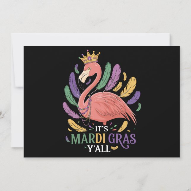 Its Mardi Gras Y'all Flamingo Costume  Invitation (Front)