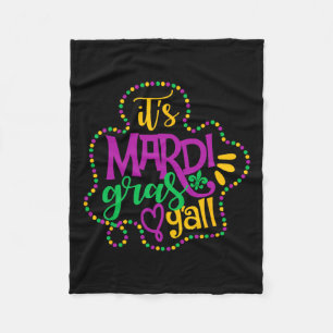 Its Mardi Gras Yall Funny Mardi Gras Party Mask Co Fleece Blanket