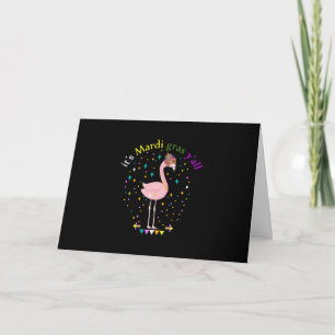 Its Mardi Gras Yall Funny Mask Flamingo Lover Card