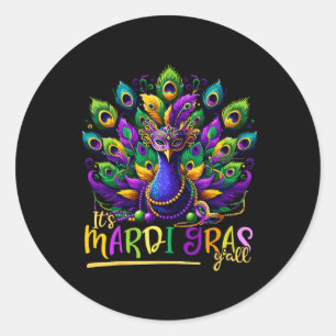 Its Mardi Gras Y'all Pea Costume Kids Women Mardi  Classic Round Sticker