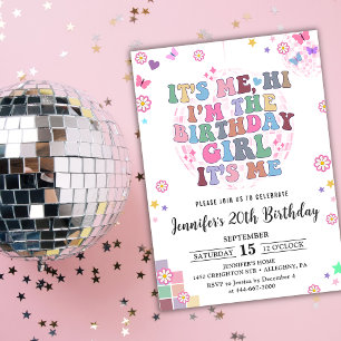 Its me, Hi Groovy Disco Eras Birthday Party Invitation