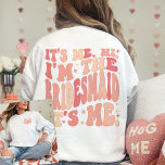 It's Me Hi I'm the Bridesmaid It's Me Personalized T-Shirt<br><div class="desc">The "It's Me, Hi I'm the Bridesmaid, It's Me" Personalized T-Shirt is not just a shirt, it's a trendy and cute gift for bridesmaids that adds a touch of peachy coral pink coolness to your bachelorette party. This custom shirt stands out with its groovy and aesthetic retro wavy text, personalized...</div>