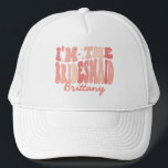 It's Me Hi I'm the Bridesmaid It's Me Personalized Trucker Hat<br><div class="desc">Presenting our "It's Me Hi I'm the Bridesmaid" Personalized Trucker Hat – a fabulous addition to your bridesmaid squad ensemble. This trendy and cute peach coral pink hat is more than just a headpiece; it's a stylish expression of your role in the bridal party. Featuring a retro wavy text with...</div>