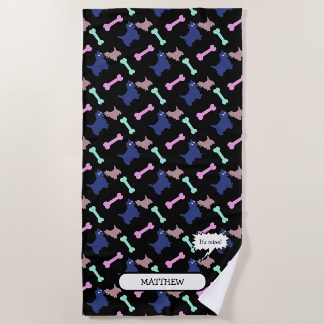 It's mine Scottish Terrier personalized Beach T Beach Towel (Front)