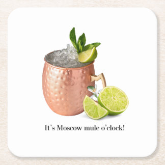 It's Moscow Mule O'clock! Square Paper Coaster