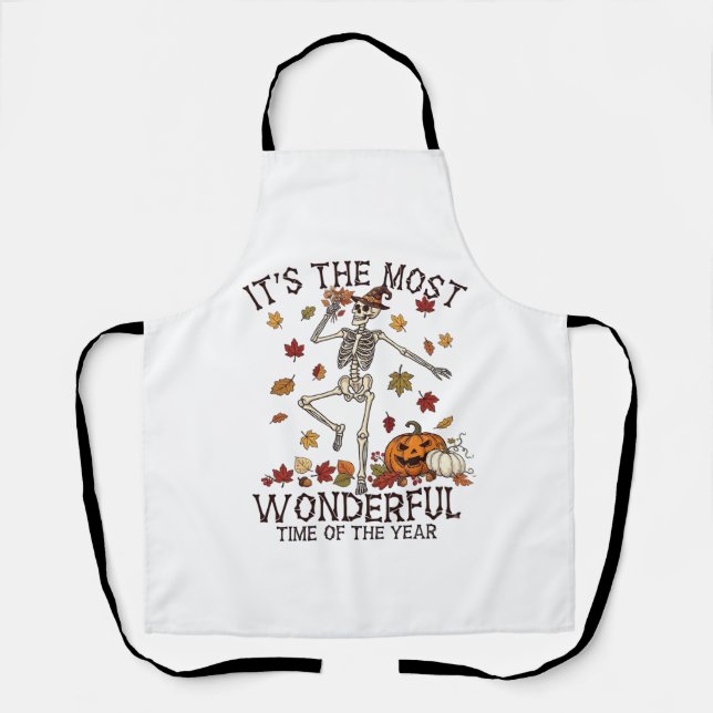 Its Most Wonderful Dancing Skeleton Halloween Witc Apron (Front)