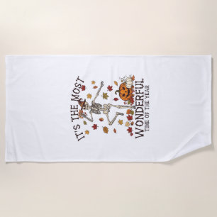Its Most Wonderful Dancing Skeleton Halloween Witc Beach Towel